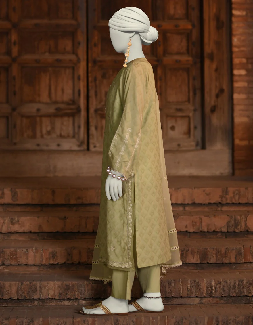 Juniad Jamshaid Green Dobby Embroidered 3PC-JLAWN-S-25-051-S Summer Pret 2025 - Image 2