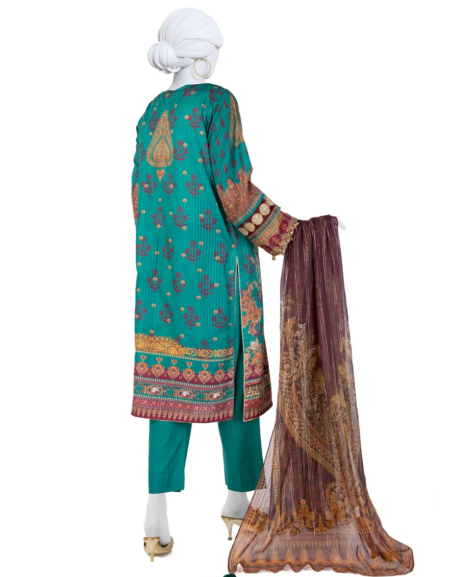 Juniad Jamshaid Green Dobby Embroidered 3PC-JLAWN-S-25-809-S Summer Pret 2025 - Image 2