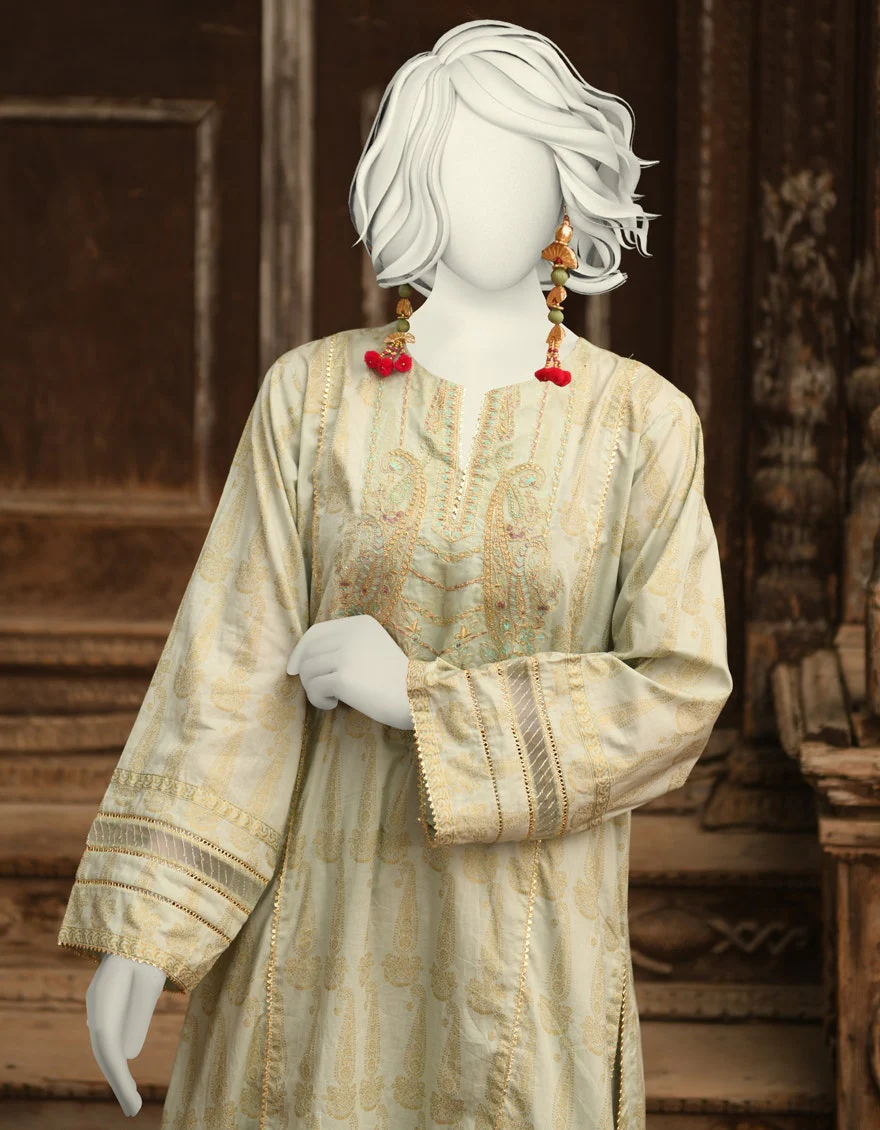 Juniad Jamshaid Green Lawn Embroidered 2PC-JLAWN-S-JST-25-2012-S Summer Pret 2025 - Image 2