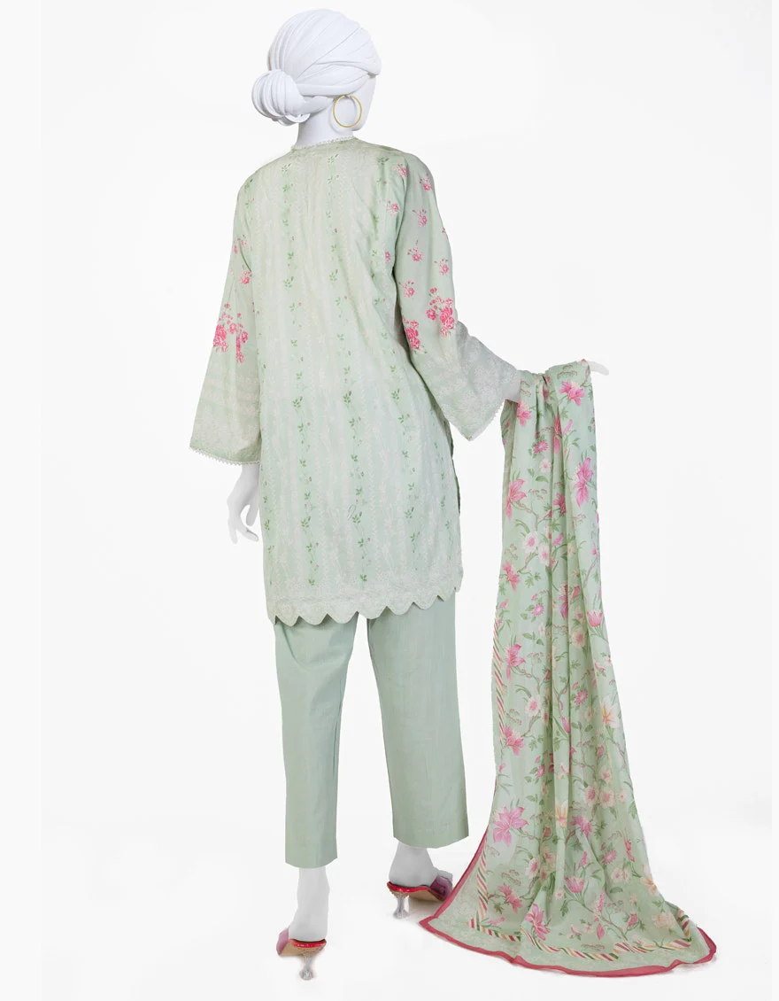 Juniad Jamshaid Green Lawn Printed 3PC-JLAWN-S-25-801-S Summer Pret 2025 - Image 2