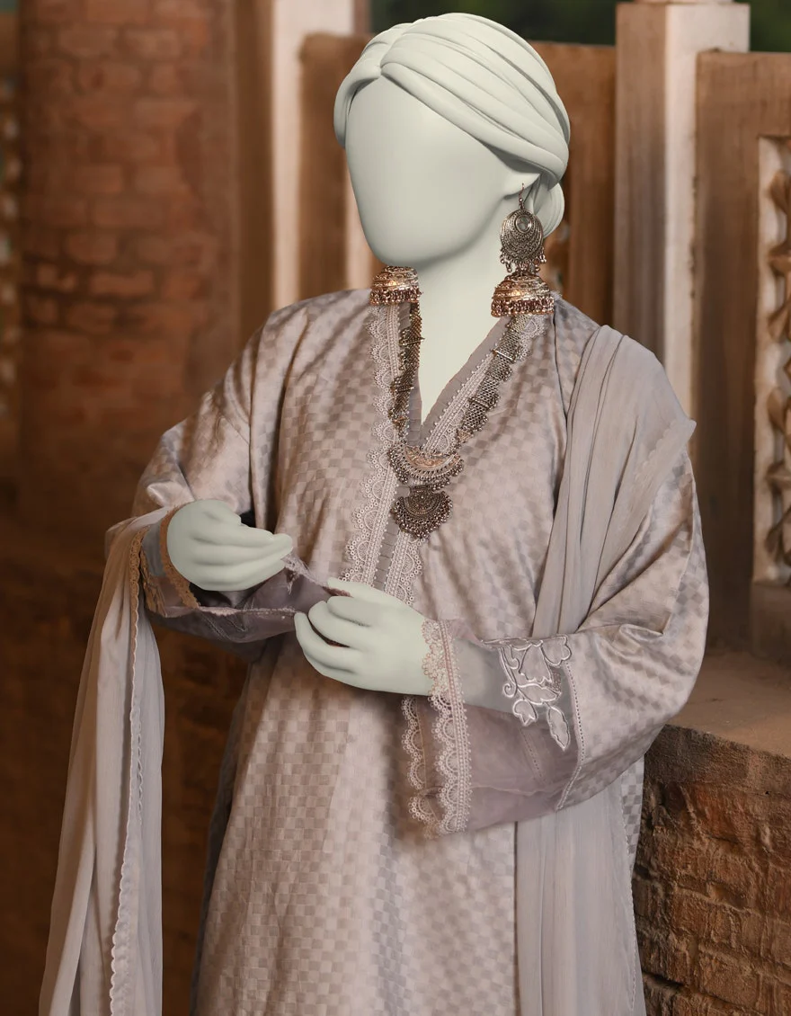 Juniad Jamshaid Grey Dobby Embroidered 2PC-JLAWN-S-JDS-25-1008-S Summer Pret 2025 - Image 2