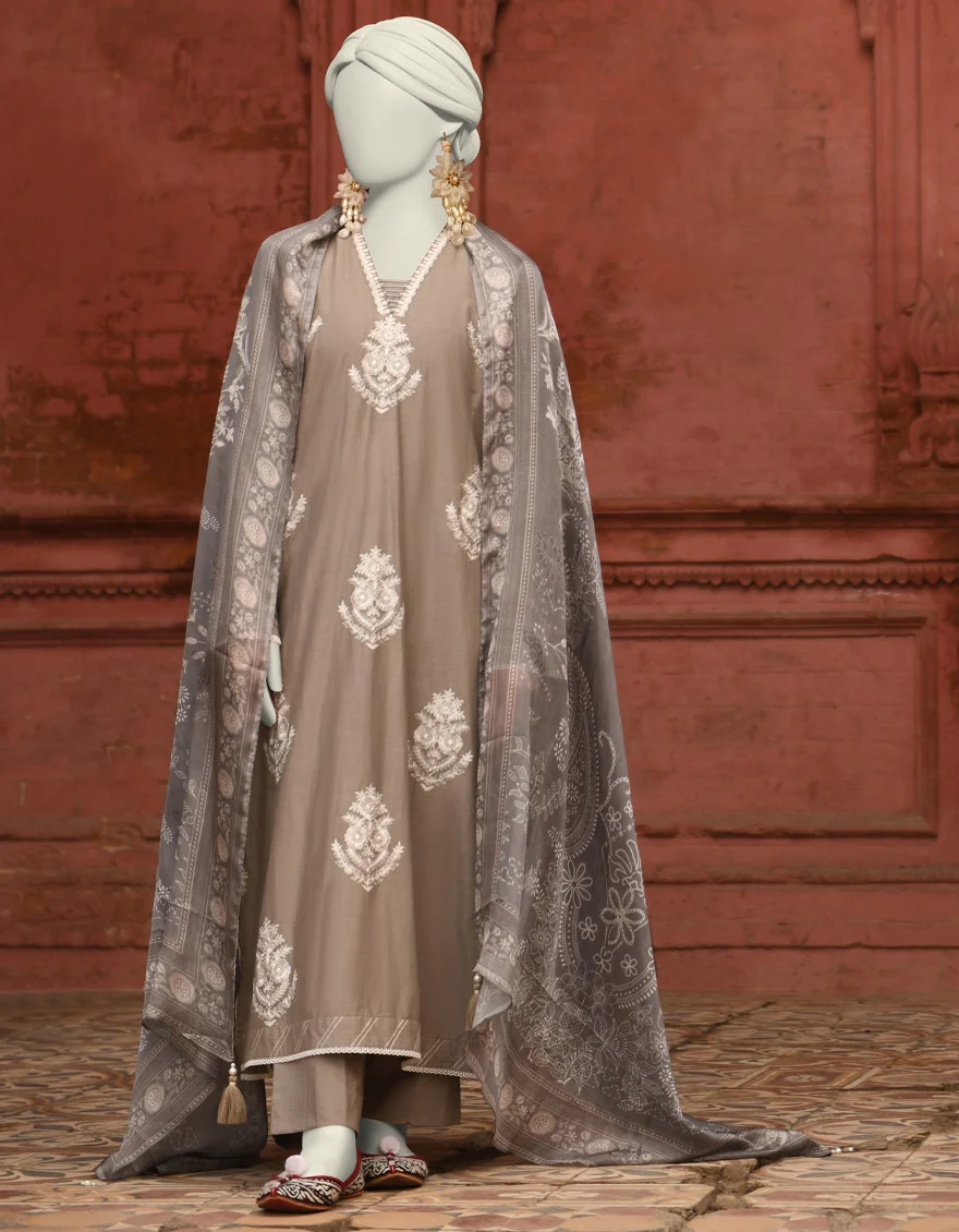 Juniad Jamshaid Grey Lawn Embroidered 3PC-JLAWN-S-25-065-S Summer Pret 2025