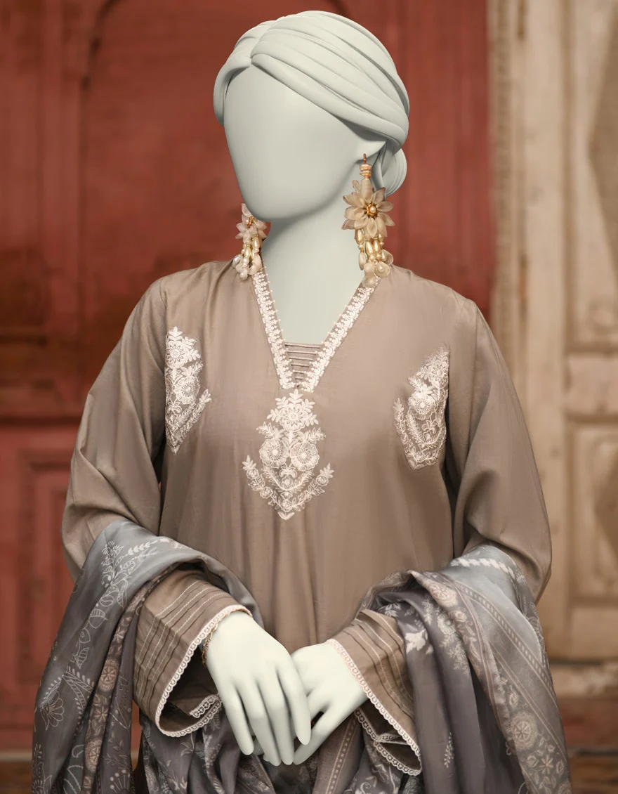 Juniad Jamshaid Grey Lawn Embroidered 3PC-JLAWN-S-25-065-S Summer Pret 2025 - Image 2