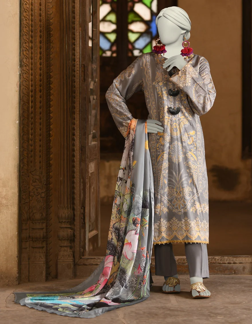 Juniad Jamshaid Grey Lawn Printed 3PC-JLAWN-S-25-020-S Summer Pret 2025