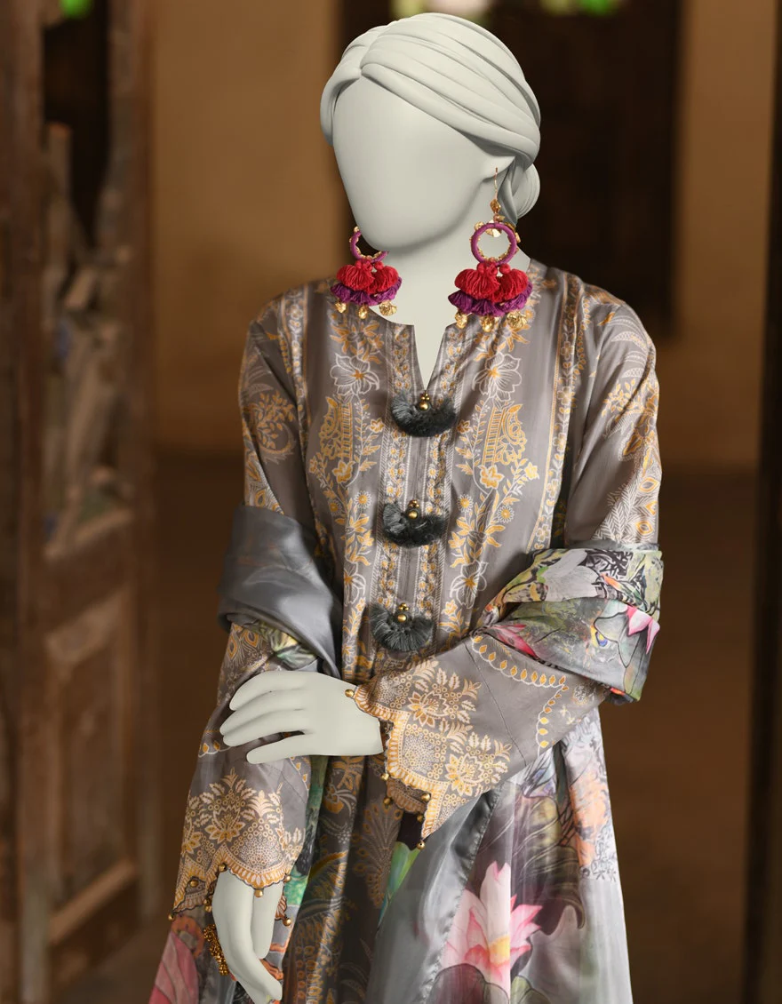 Juniad Jamshaid Grey Lawn Printed 3PC-JLAWN-S-25-020-S Summer Pret 2025 - Image 2