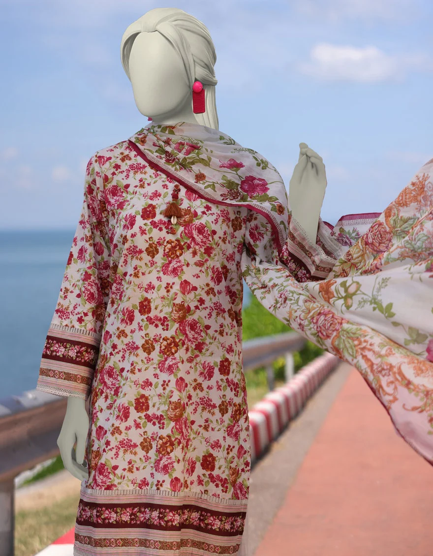 Juniad Jamshaid Multicolor Lawn Printed 3PC-JLAWN-S-25-069-S Summer Pret 2025 - Image 2