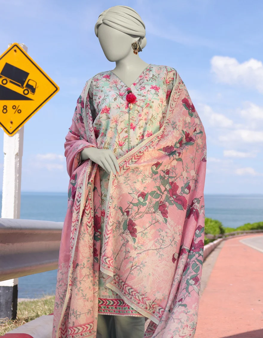 Juniad Jamshaid Multicolor Lawn Printed 3PC-JLAWN-S-25-070-S Summer Pret 2025 - Image 2