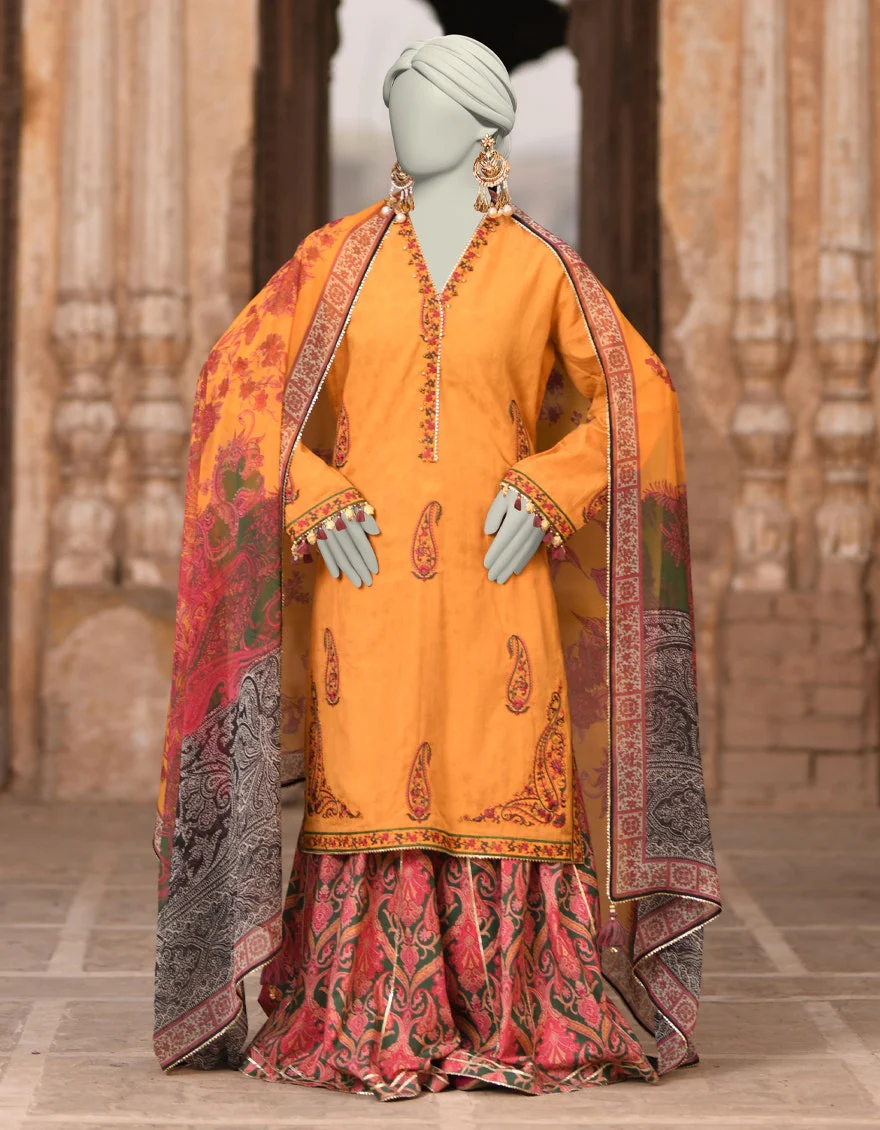 Juniad Jamshaid Mustard Dobby Embroidered 3PC-JLAWN-S-25-017-S Summer Pret 2025
