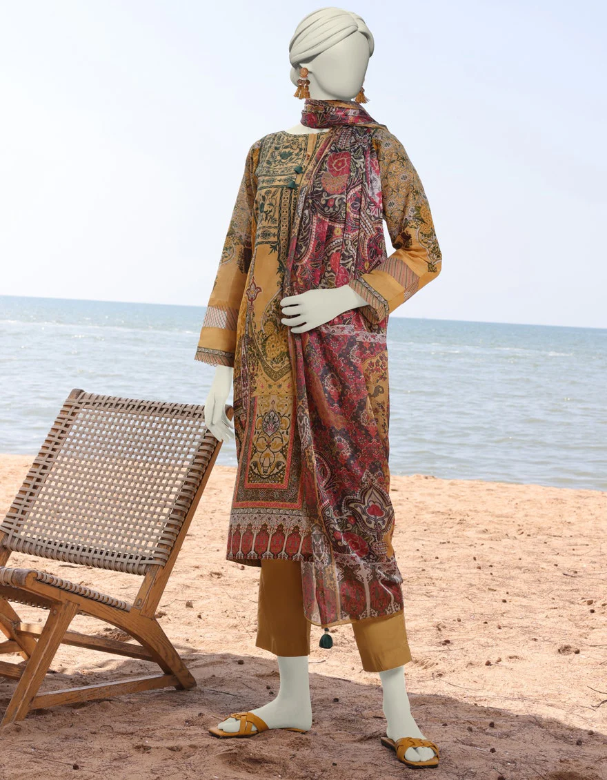 Juniad Jamshaid Mustard Lawn Embroidered 3PC-JLAWN-S-25-037-S Summer Pret 2025