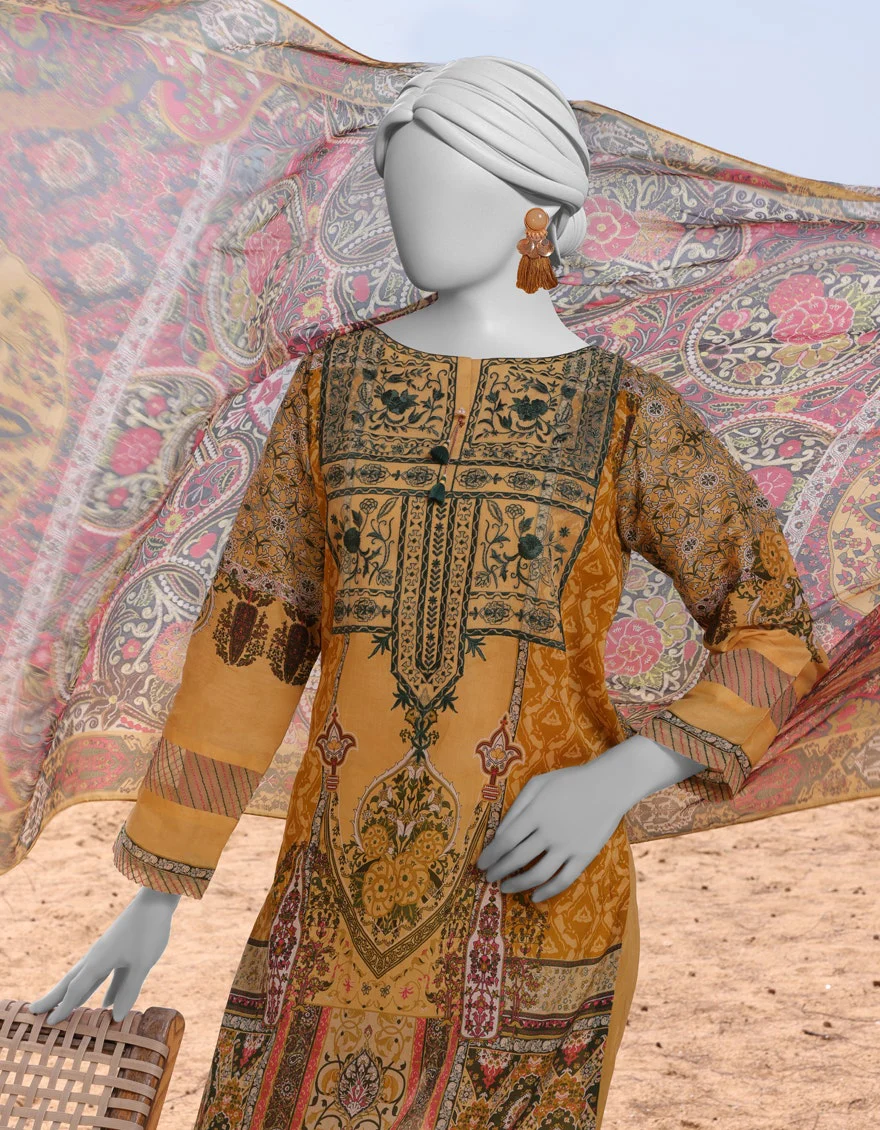 Juniad Jamshaid Mustard Lawn Embroidered 3PC-JLAWN-S-25-037-S Summer Pret 2025 - Image 2