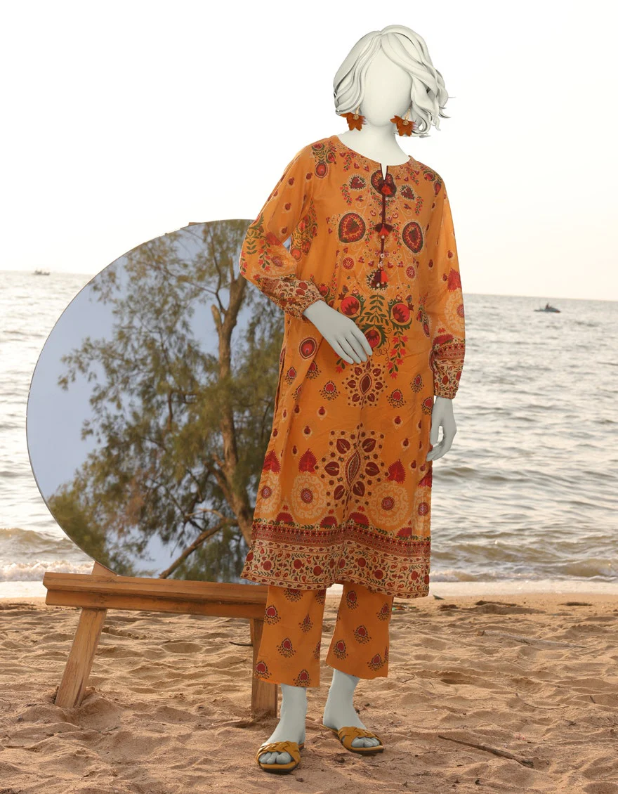 Juniad Jamshaid Mustard Lawn Printed 2PC-JLAWN-S-JST-25-2007-S Summer Pret 2025