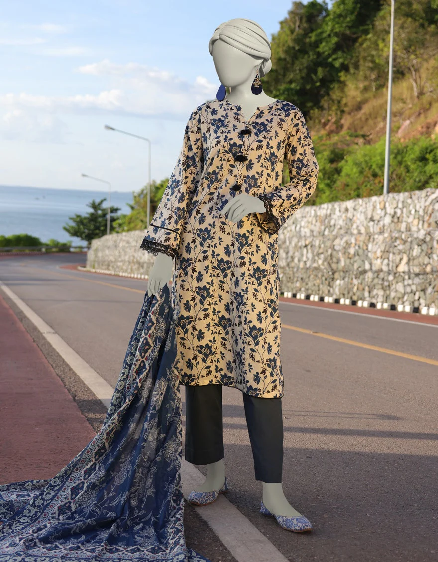 Juniad Jamshaid Off White Lawn Printed 2PC-JLAWN-S-JDS-25-1009-S Summer Pret 2025