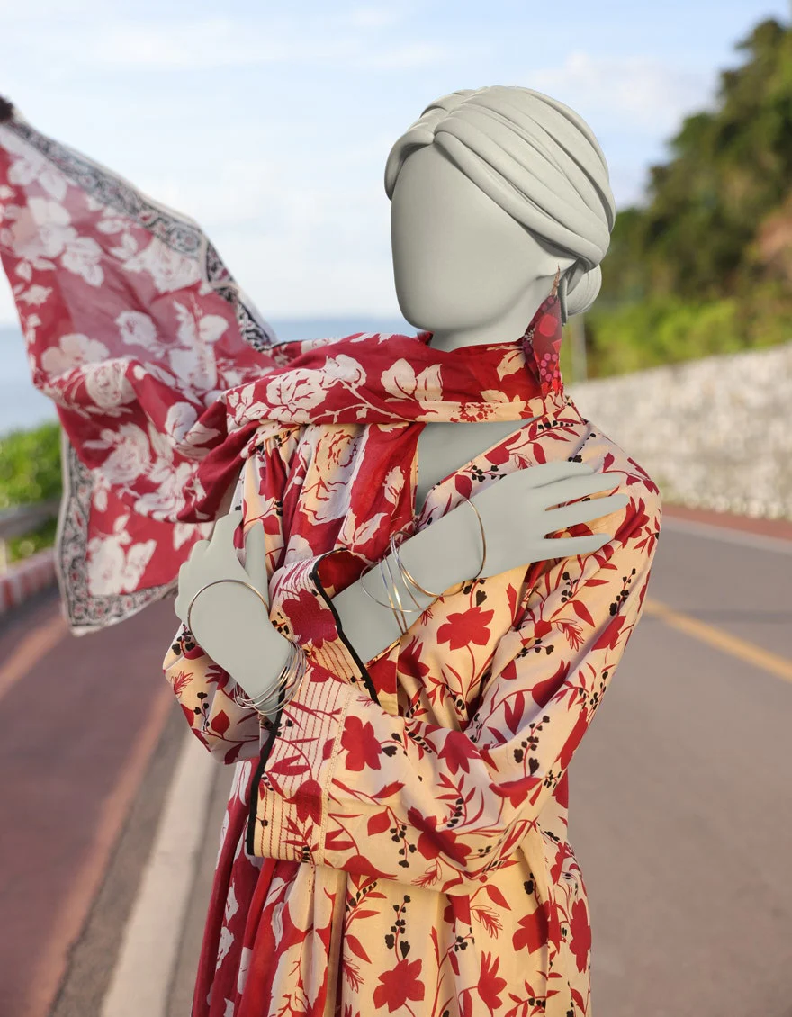 Juniad Jamshaid Off White Lawn Printed 2PC-JLAWN-S-JDS-25-1012-S Summer Pret 2025 - Image 2