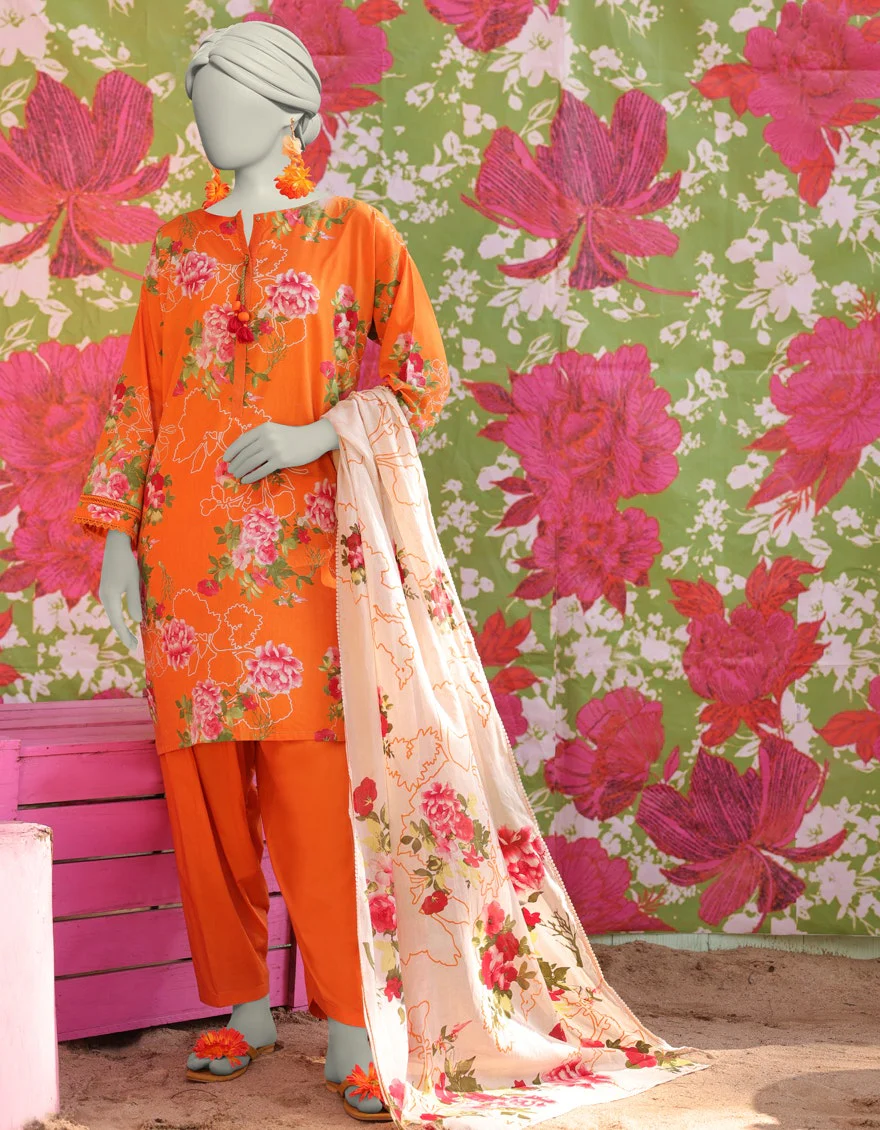 Juniad Jamshaid Orange Lawn Printed 3PC-JLAWN-S-25-008-S Summer Pret 2025