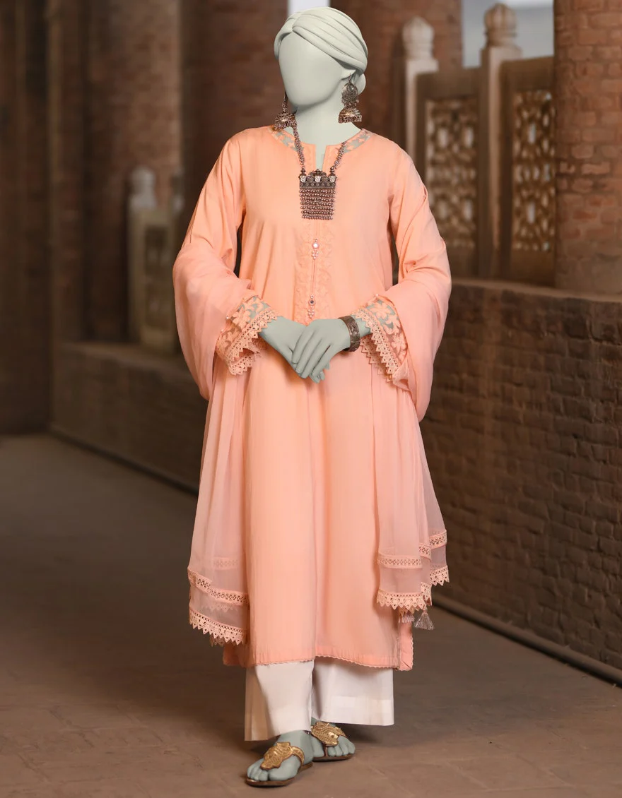 Juniad Jamshaid Peach Dobby Embroidered 2PC-JLAWN-S-JDS-25-1005-S Summer Pret 2025