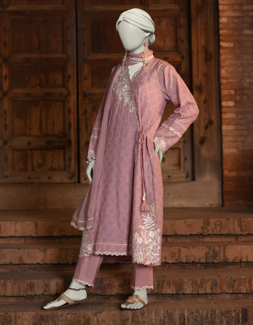 Juniad Jamshaid Pink Dobby Embroidered 3PC-JLAWN-S-25-052-S Summer Pret 2025