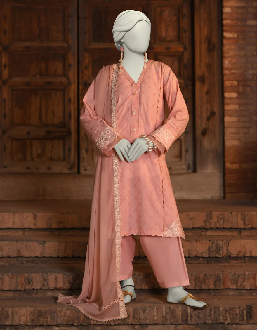Juniad Jamshaid Pink Dobby Embroidered 3PC-JLAWN-S-25-053-S Summer Pret 2025