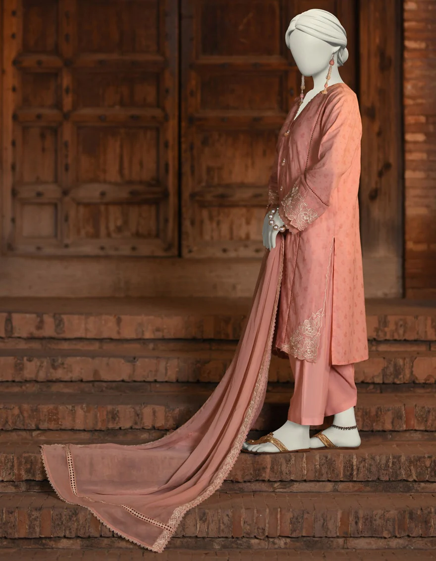 Juniad Jamshaid Pink Dobby Embroidered 3PC-JLAWN-S-25-053-S Summer Pret 2025 - Image 2