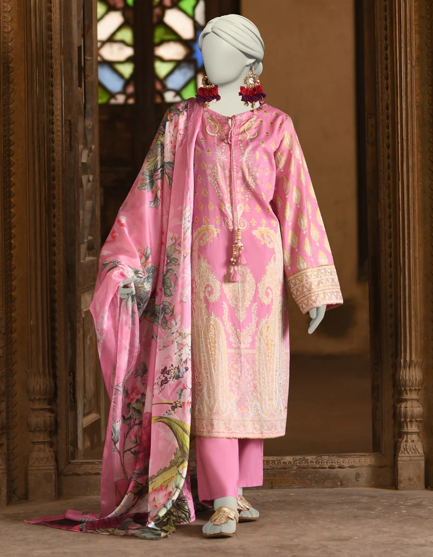 Juniad Jamshaid Pink Lawn Printed 3PC-JLAWN-S-25-023-S Summer Pret 2025
