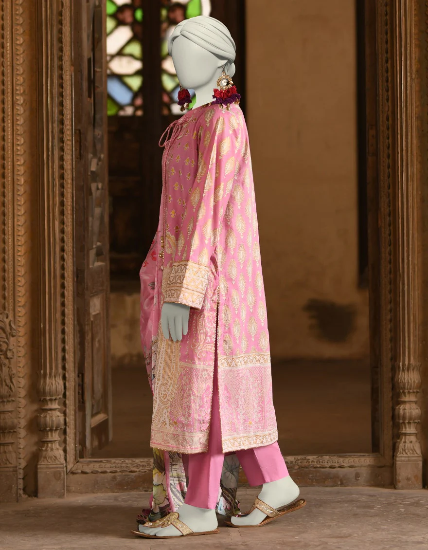 Juniad Jamshaid Pink Lawn Printed 3PC-JLAWN-S-25-023-S Summer Pret 2025 - Image 2