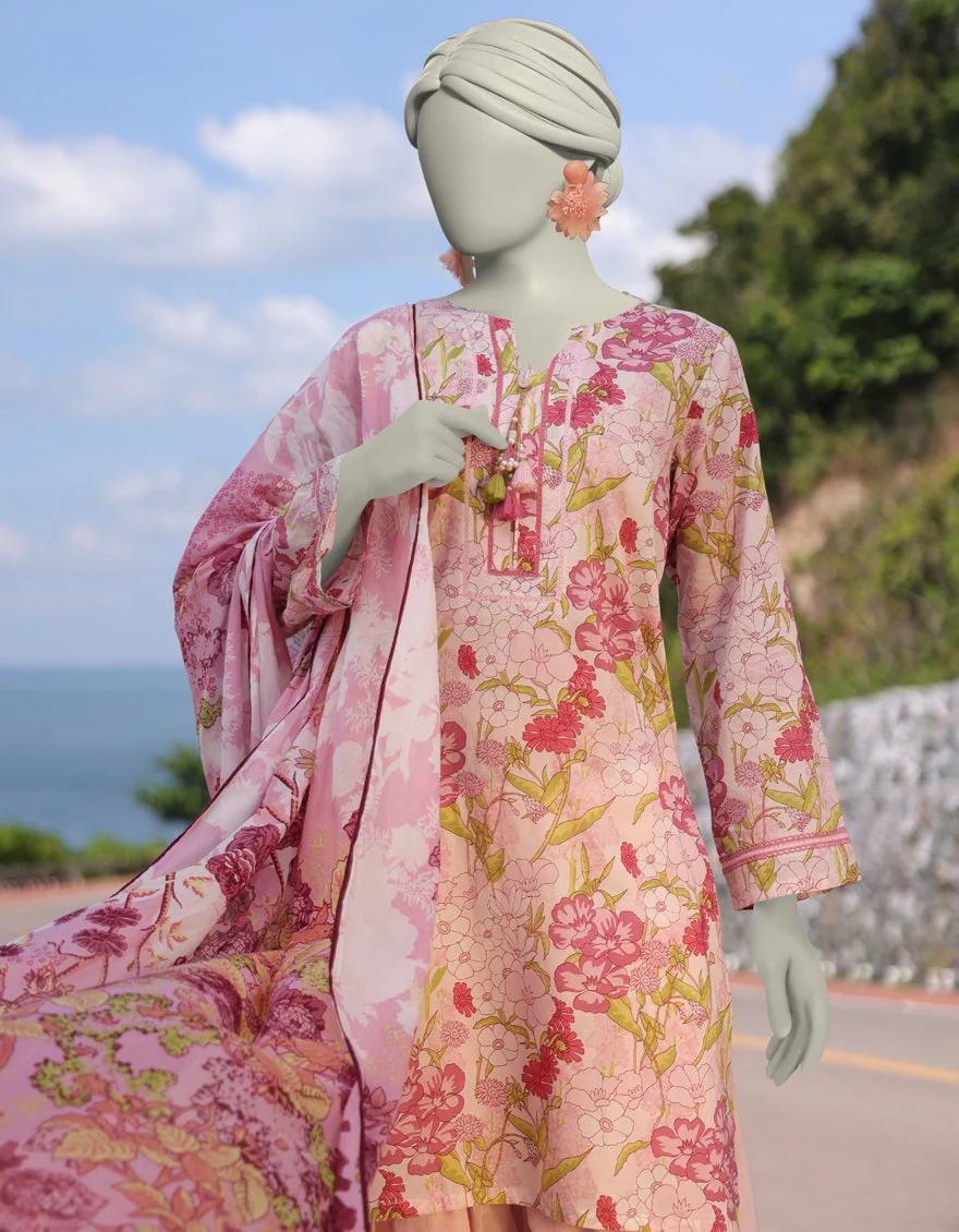 Juniad Jamshaid Pink Lawn Printed 3PC-JLAWN-S-25-071-S Summer Pret 2025 - Image 2