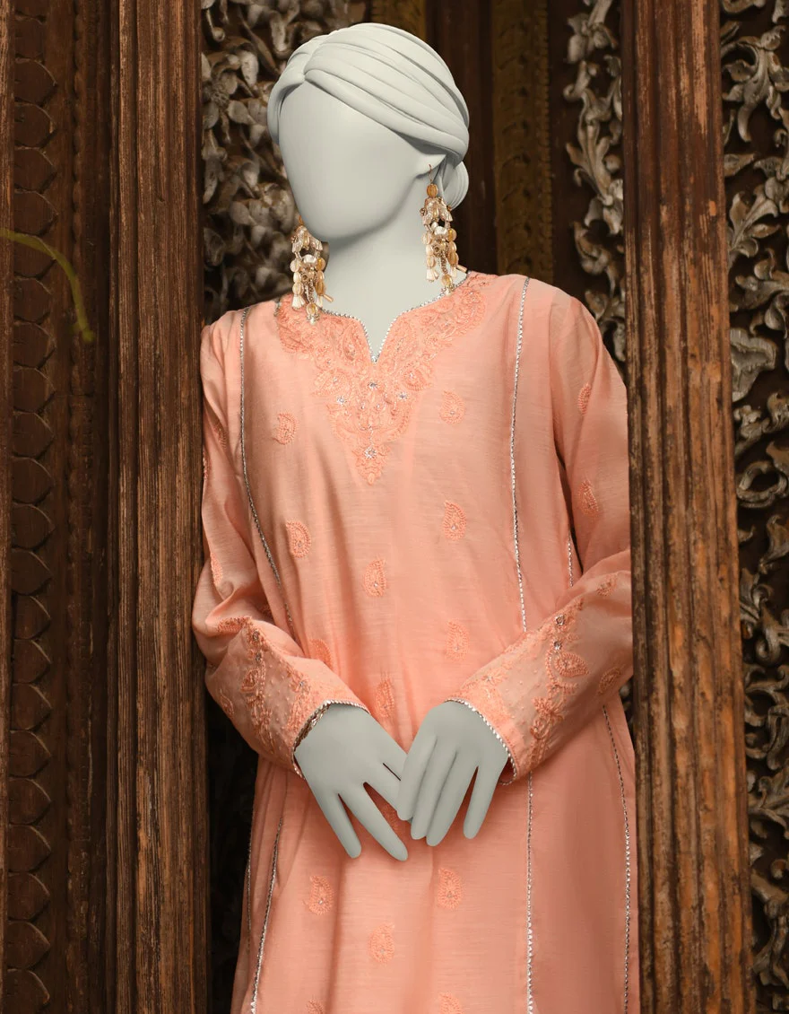 Juniad Jamshaid Pink Paper Cotton Embroidered 2PC-JLAWN-S-JST-25-2014-S Summer Pret 2025 - Image 2