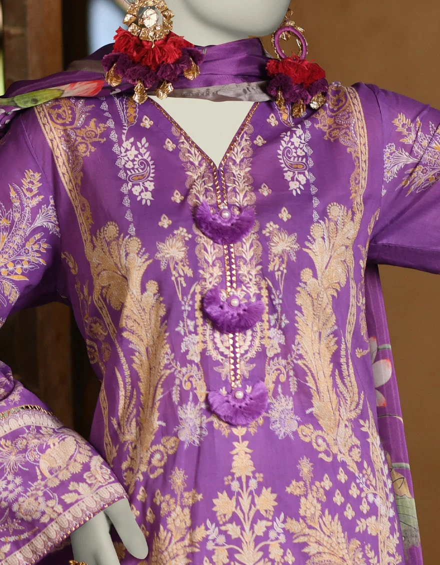 Juniad Jamshaid Purple Lawn Printed 3PC-JLAWN-S-25-022-S Summer Pret 2025 - Image 2