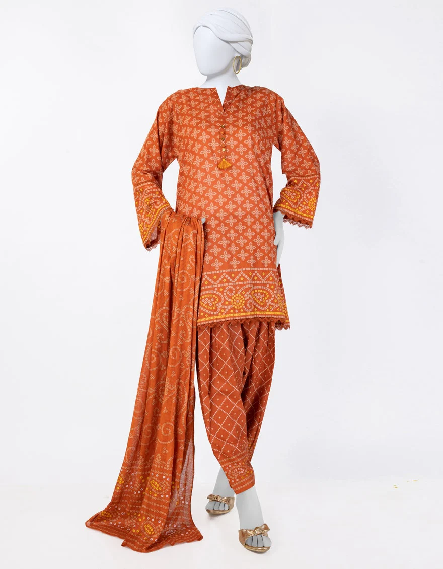 Juniad Jamshaid Rust Lawn Printed 3PC-JLAWN-S-25-806-S Summer Pret 2025