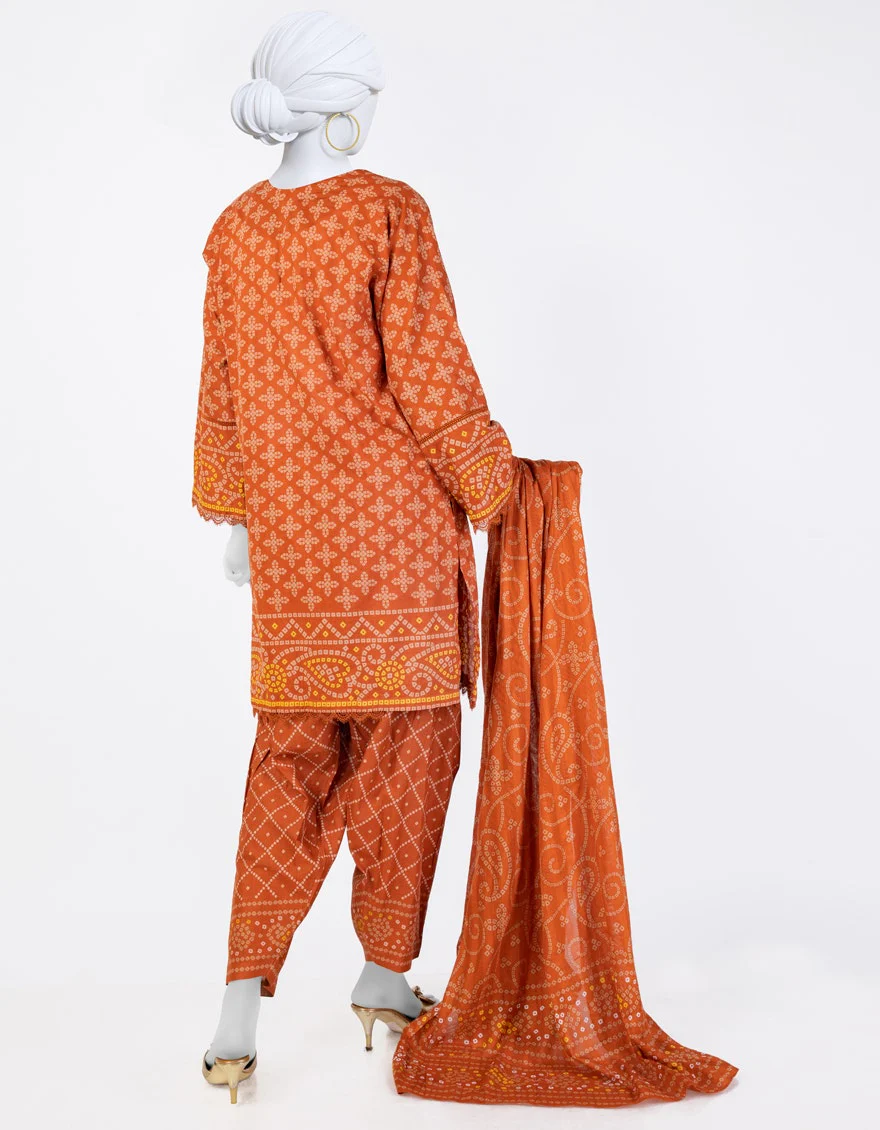 Juniad Jamshaid Rust Lawn Printed 3PC-JLAWN-S-25-806-S Summer Pret 2025 - Image 2