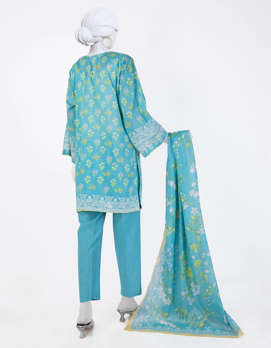 Juniad Jamshaid Turquoise Lawn Printed 3PC-JLAWN-S-25-803-S Summer Pret 2025 - Image 2