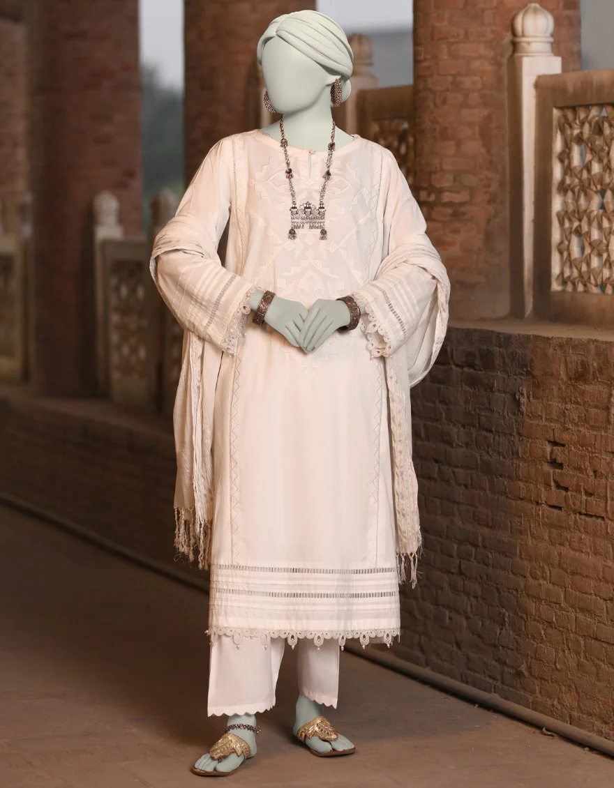 Juniad Jamshaid White Dobby Embroidered 2PC-JLAWN-S-JDS-25-1006-S Summer Pret 2025