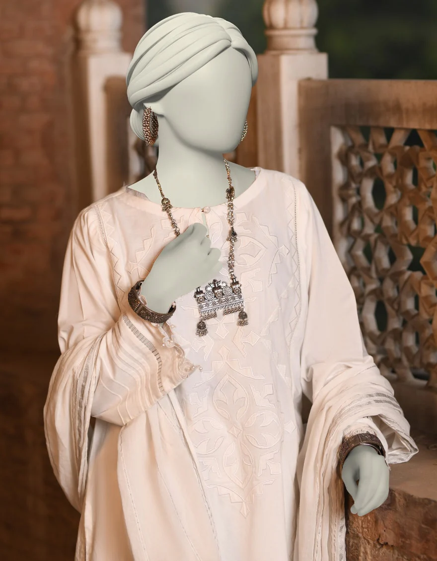 Juniad Jamshaid White Dobby Embroidered 2PC-JLAWN-S-JDS-25-1006-S Summer Pret 2025 - Image 2