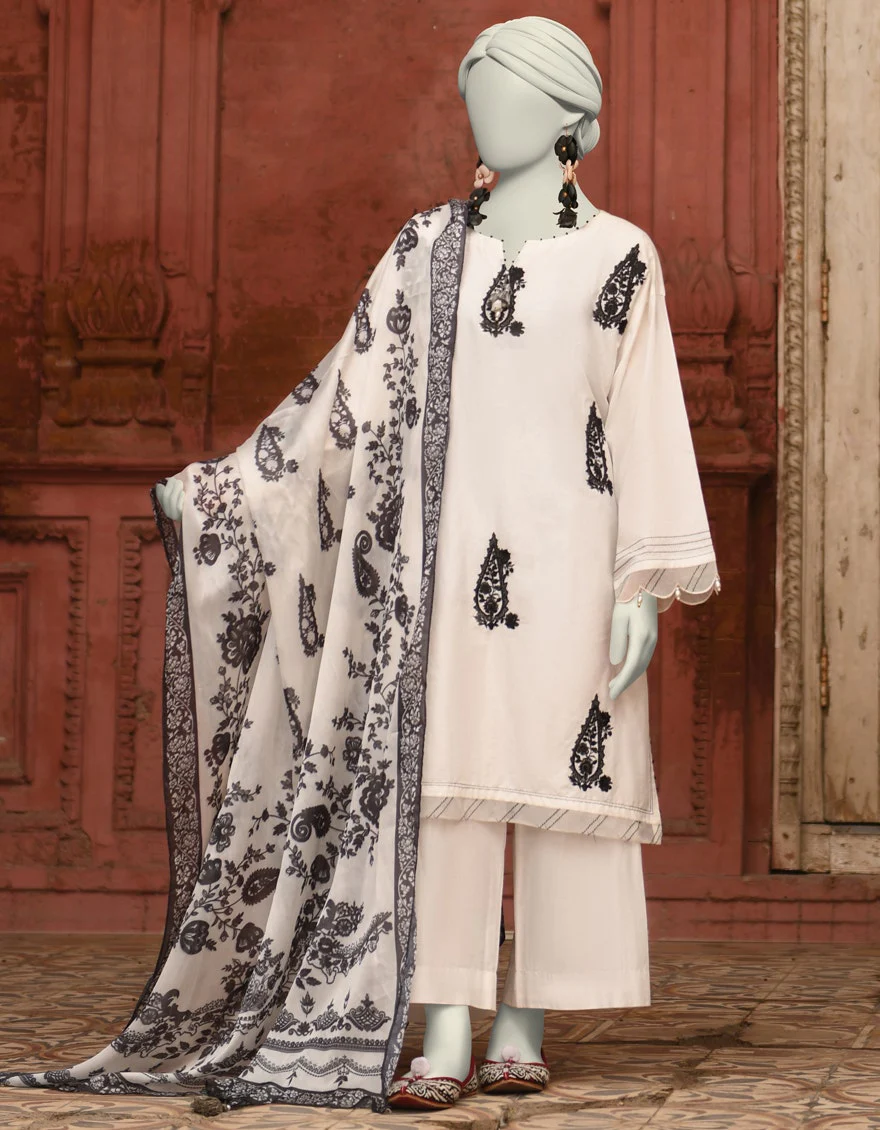 Juniad Jamshaid White Lawn Embroidered 3PC-JLAWN-S-25-066-S Summer Pret 2025