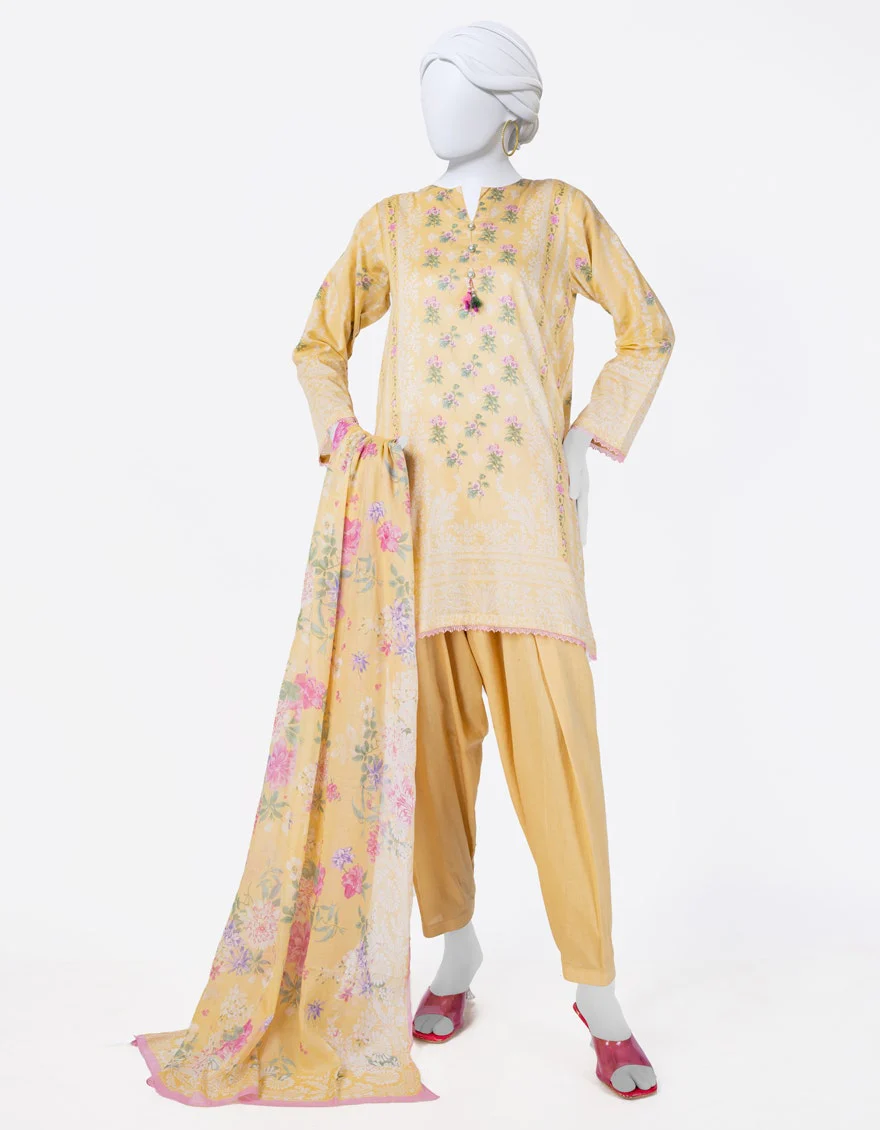 Juniad Jamshaid Yellow Lawn Printed 3PC-JLAWN-S-25-804-S Summer Pret 2025