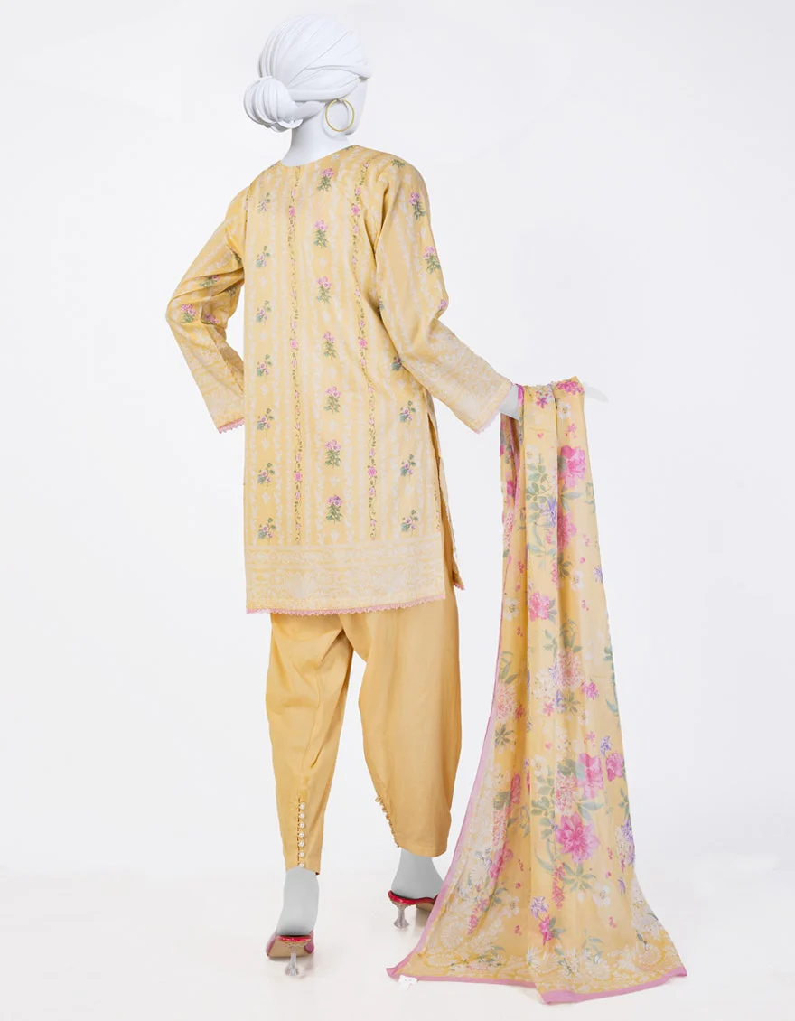 Juniad Jamshaid Yellow Lawn Printed 3PC-JLAWN-S-25-804-S Summer Pret 2025 - Image 2