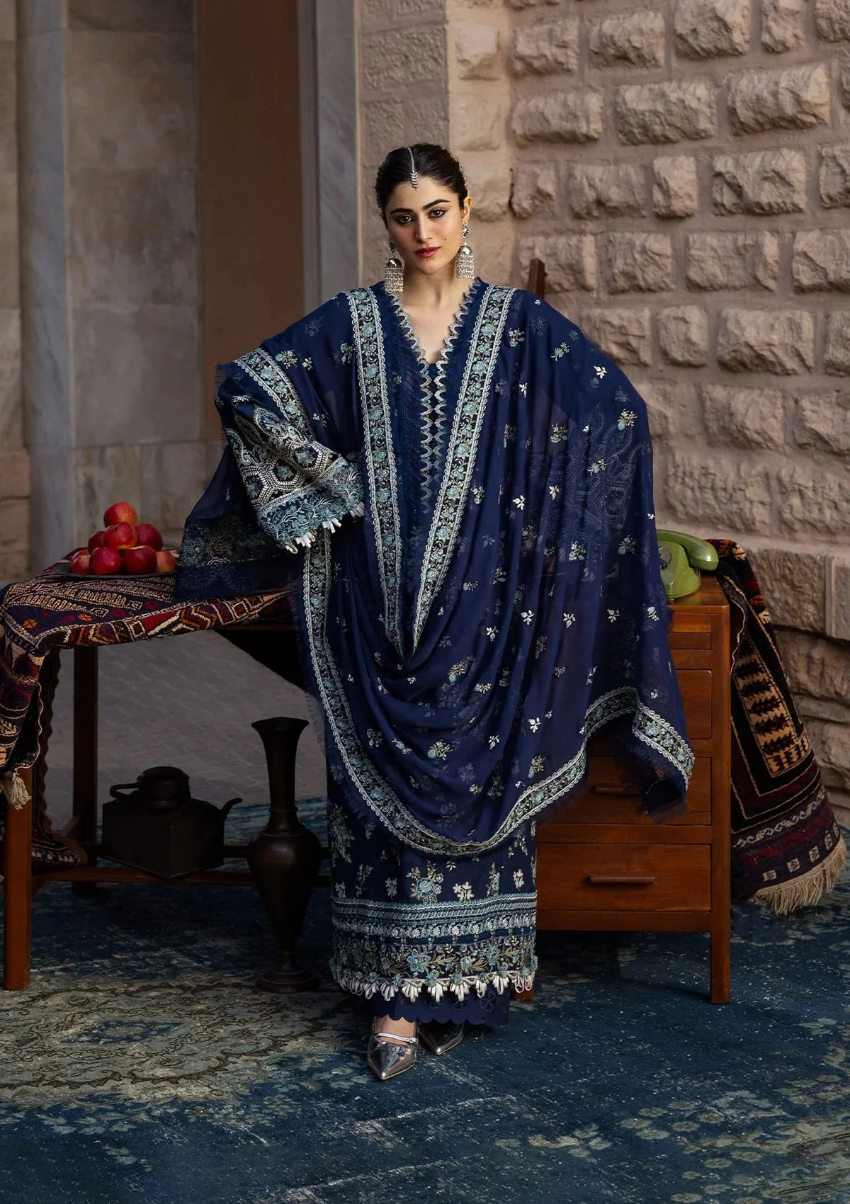 Kahf Premium KKH-02 Azure Blue Winter Karandi Collection 2025 - Image 2