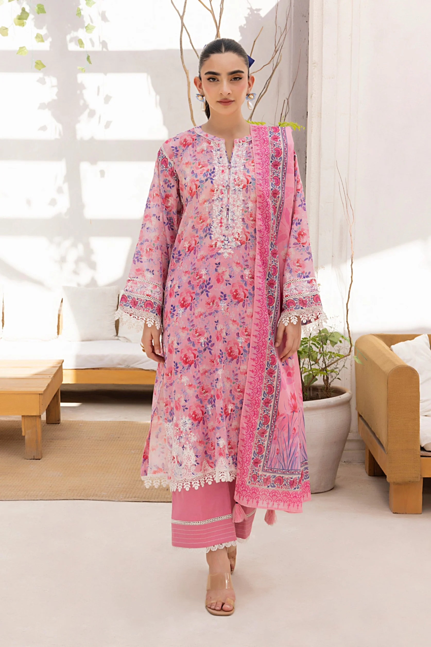 Lakhany LG-AR-0158 Embroidered Essentials With Printed Dupatta 2025
