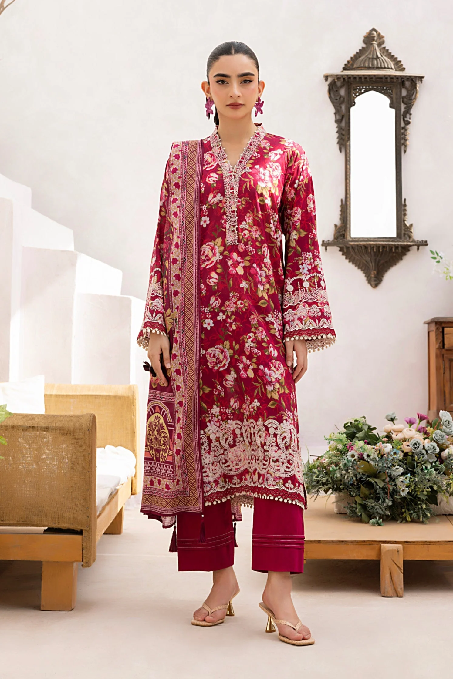 Lakhany LG-AR-0169 Embroidered Essentials With Printed Dupatta 2025