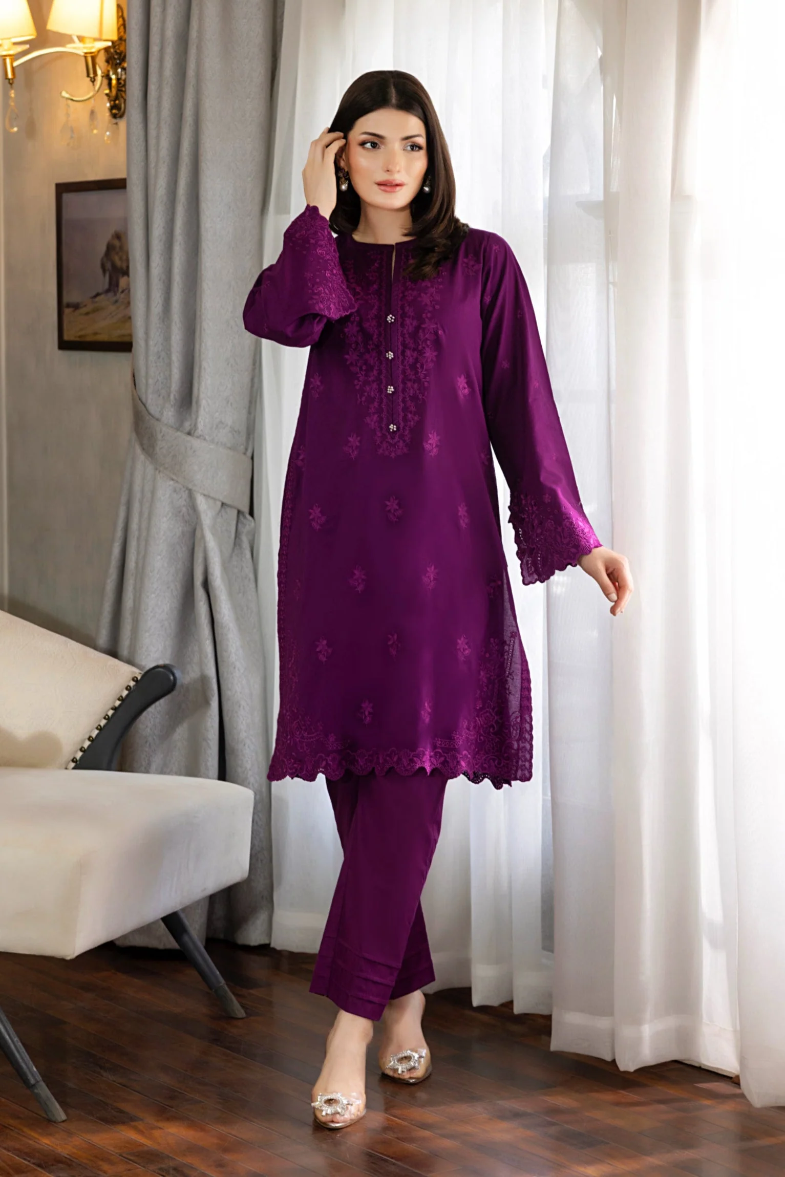 Lakhany LG-IZ-0349 Embroidered Essentials With Printed Dupatta 2025