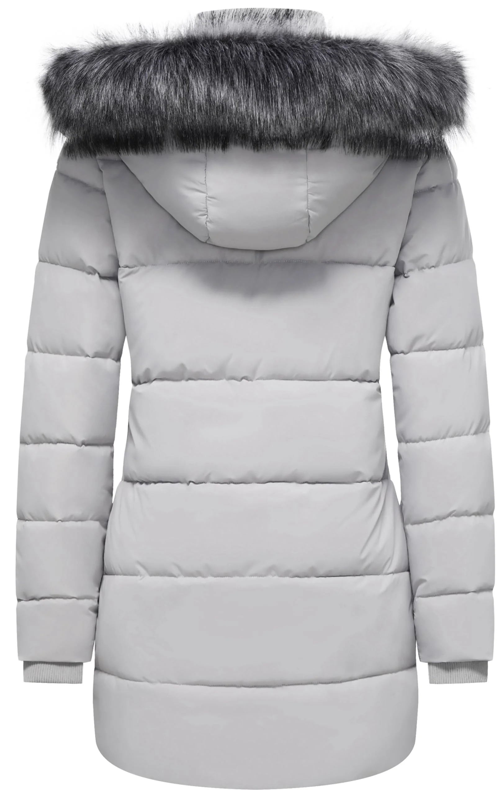 Light Grey Cozy and Chic - Fur Hood Jacket, Women's Winter - Ggleaf - Image 4