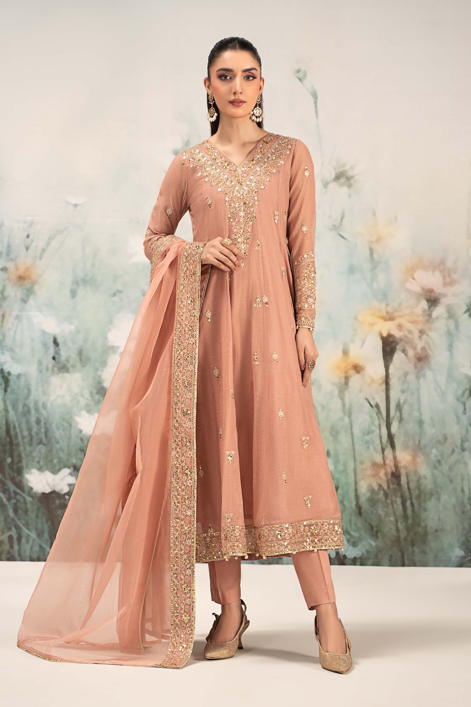 Maria B DW-EF25-88R1-Peach Eid Collection 2026