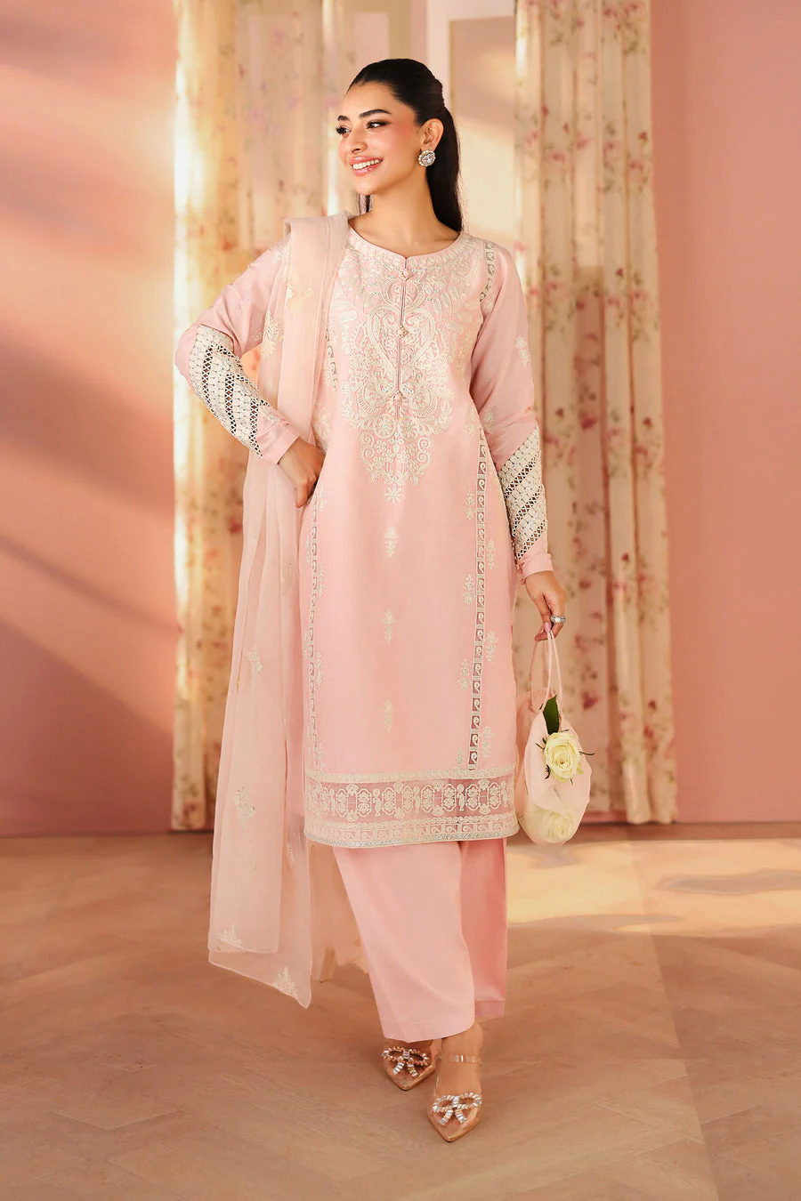 Maria B DWP2534-ESM-PNK Winter Luxury Pret 2025