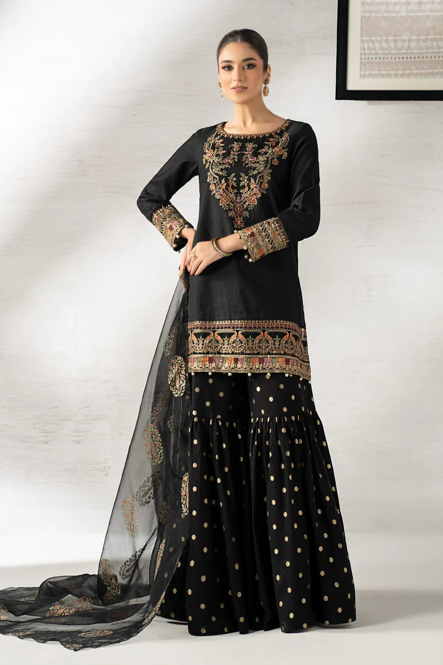 Maria B DWW2507-ESM-BLK Winter Luxury Pret 2025