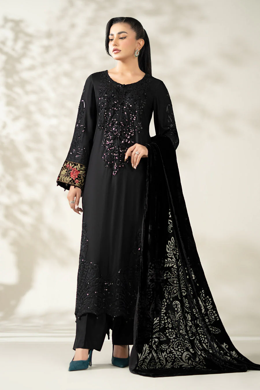 Maria B DWW2520-ESM-BLK Winter Luxury Pret 2025
