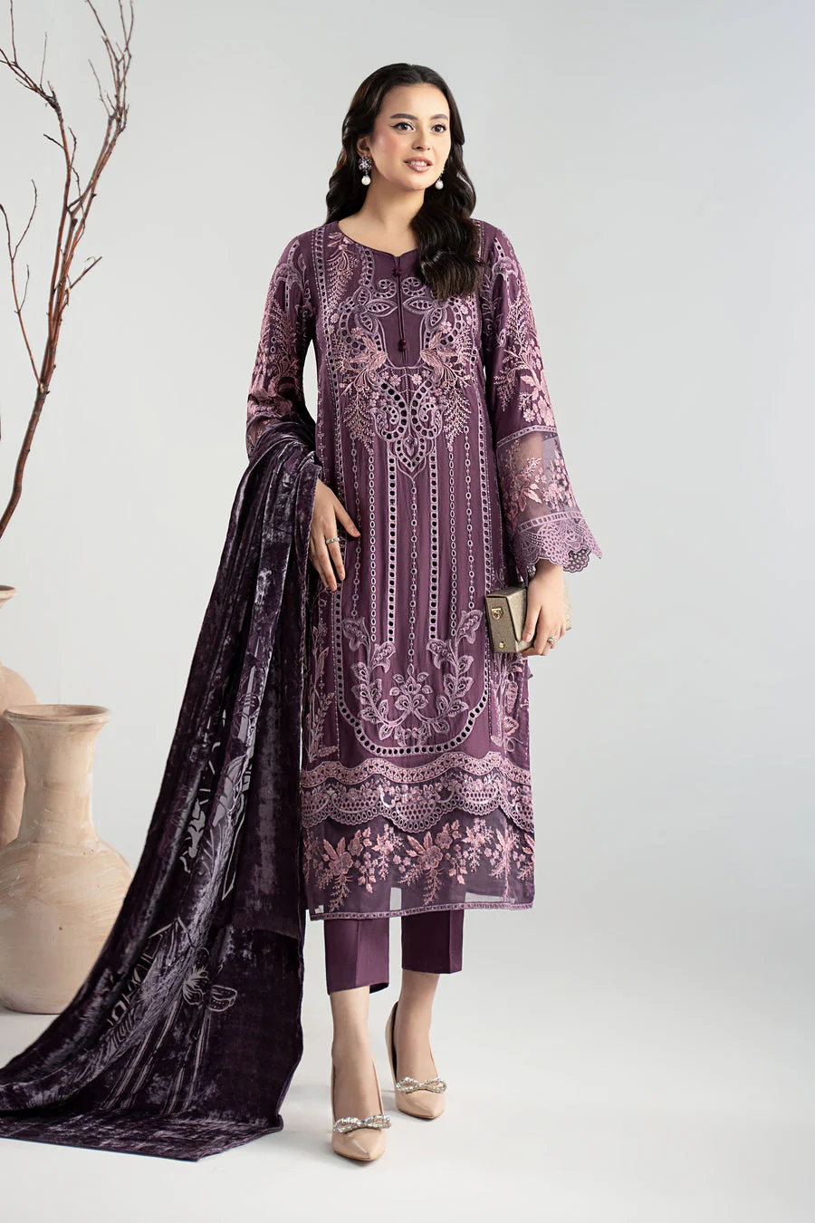 Maria B DWW2524-ESM-PRP Winter Luxury Pret 2025