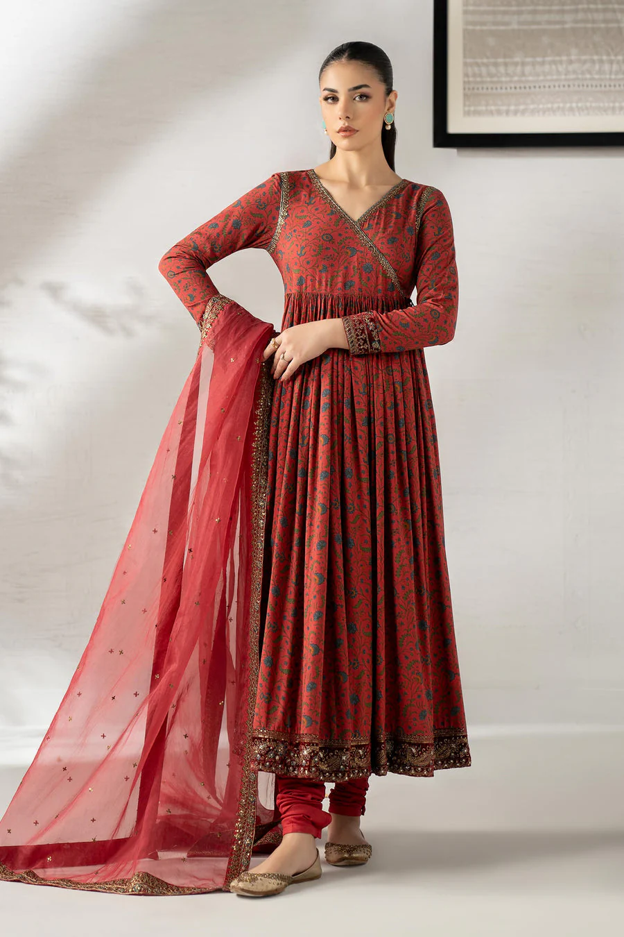 Maria B DWW2525-ESM-RED Winter Luxury Pret 2025