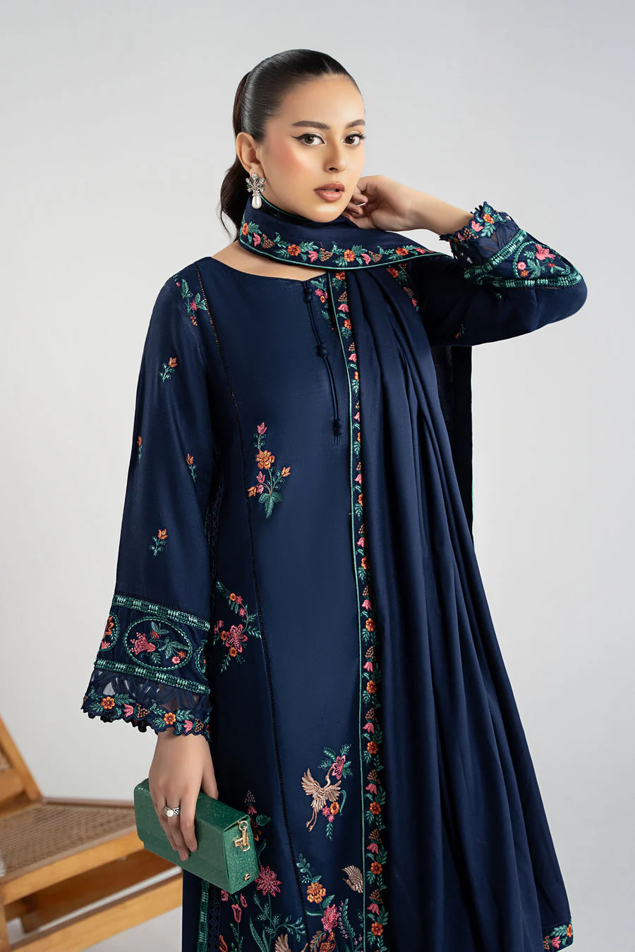 Maria B DWW2526-ESM-BLU Winter Luxury Pret 2025 - Image 2