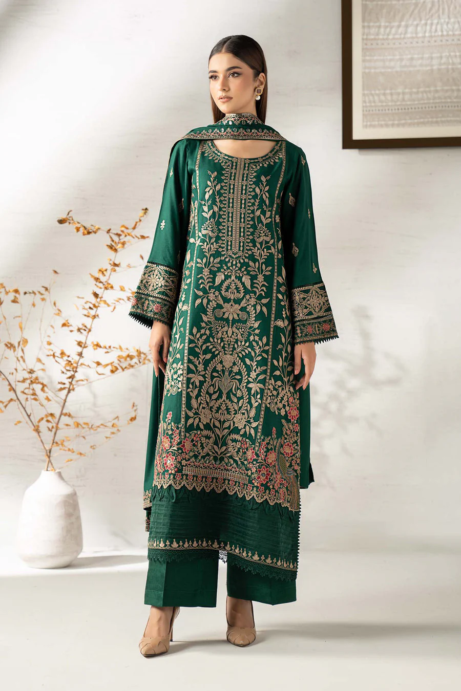 Maria B DWW2532-ESM-GRN Winter Luxury Pret 2025
