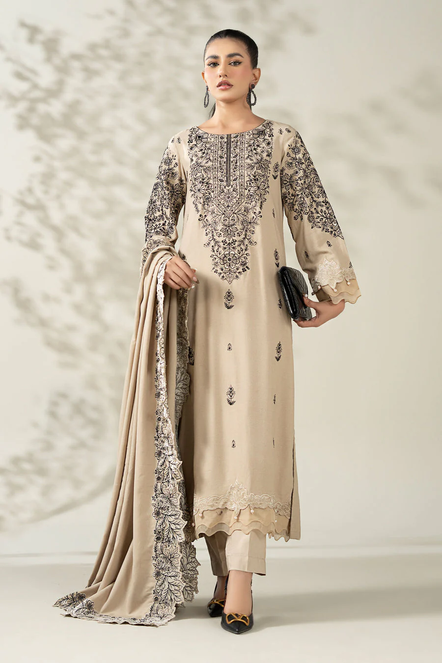 Maria B DWW2547-ESM-BEG Winter Luxury Pret 2025