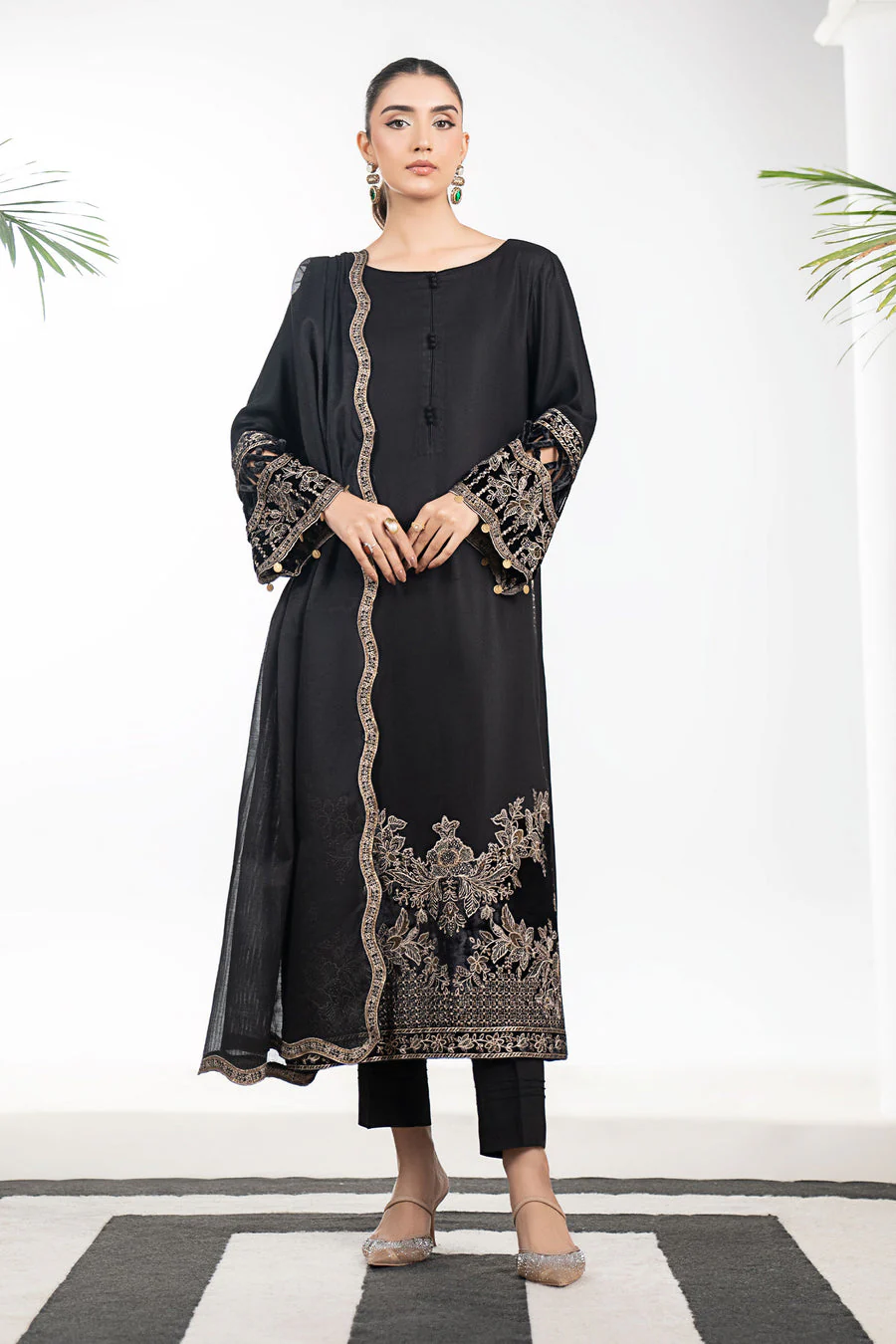 Maria B DWW2548-ESM-BLK Winter Luxury Pret 2025